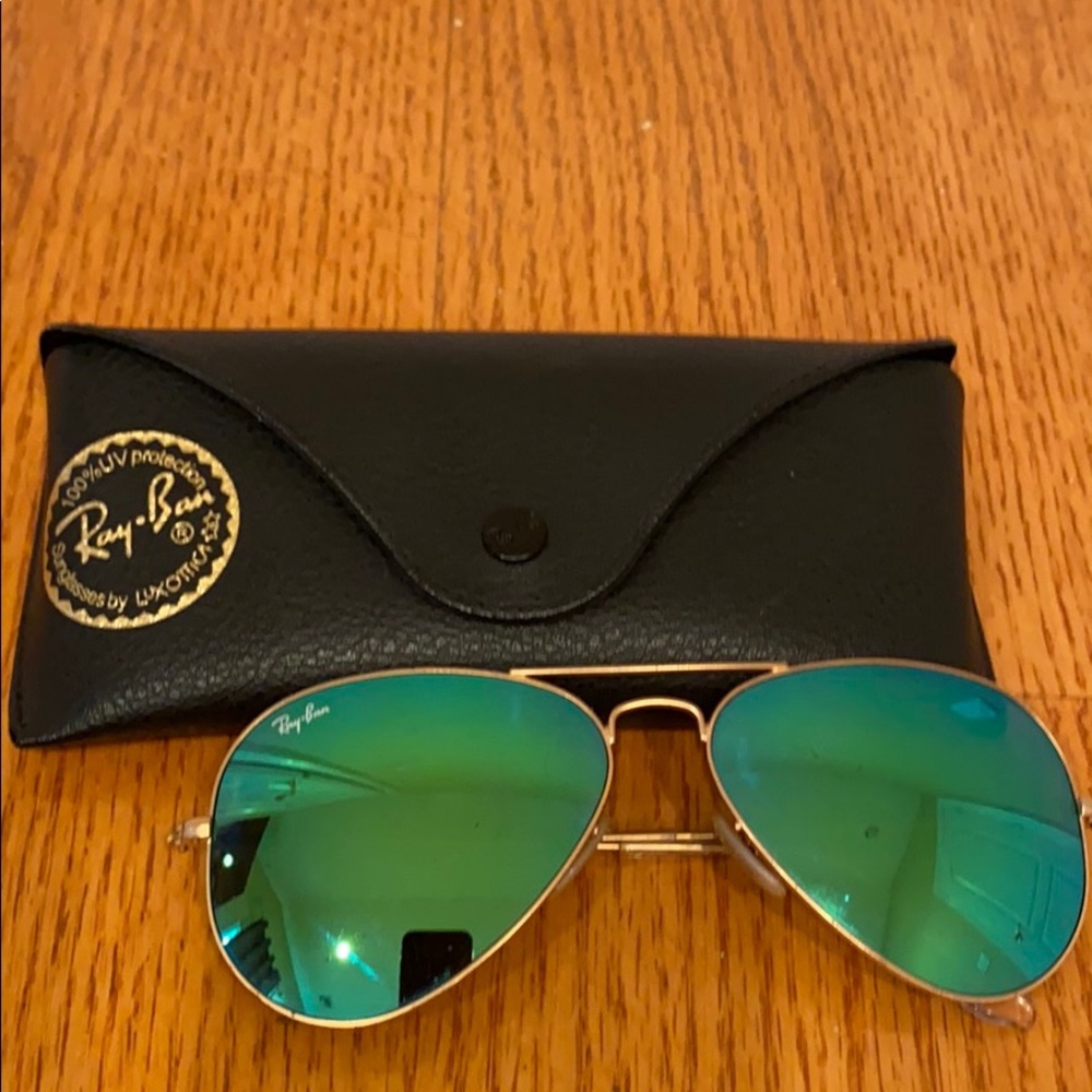 Ray Ban Green Tinted Mirror Aviators
